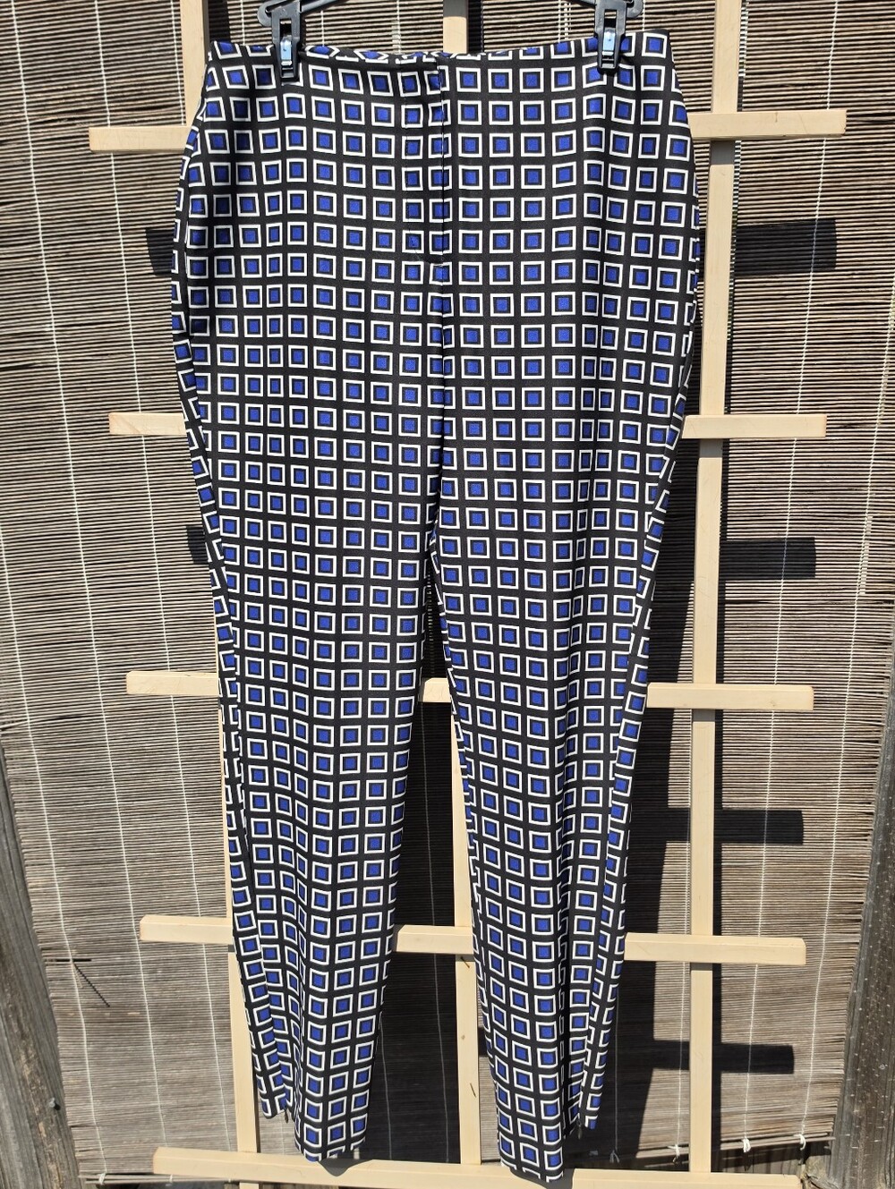 Black Label Chicos 0/4 Black Blue Grid Print So Slimming Ankle Pants Small